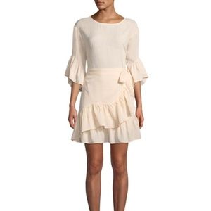 ASTR, Suri 3/4-Bell-Sleeve Ruffled Wrap Dress